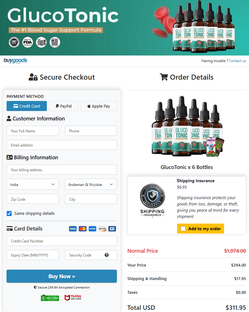 glucotonic secure checkout